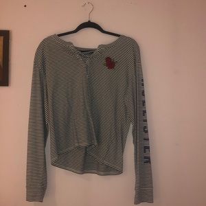 Blue-White Striped Long Sleeve Hollister Shirt.